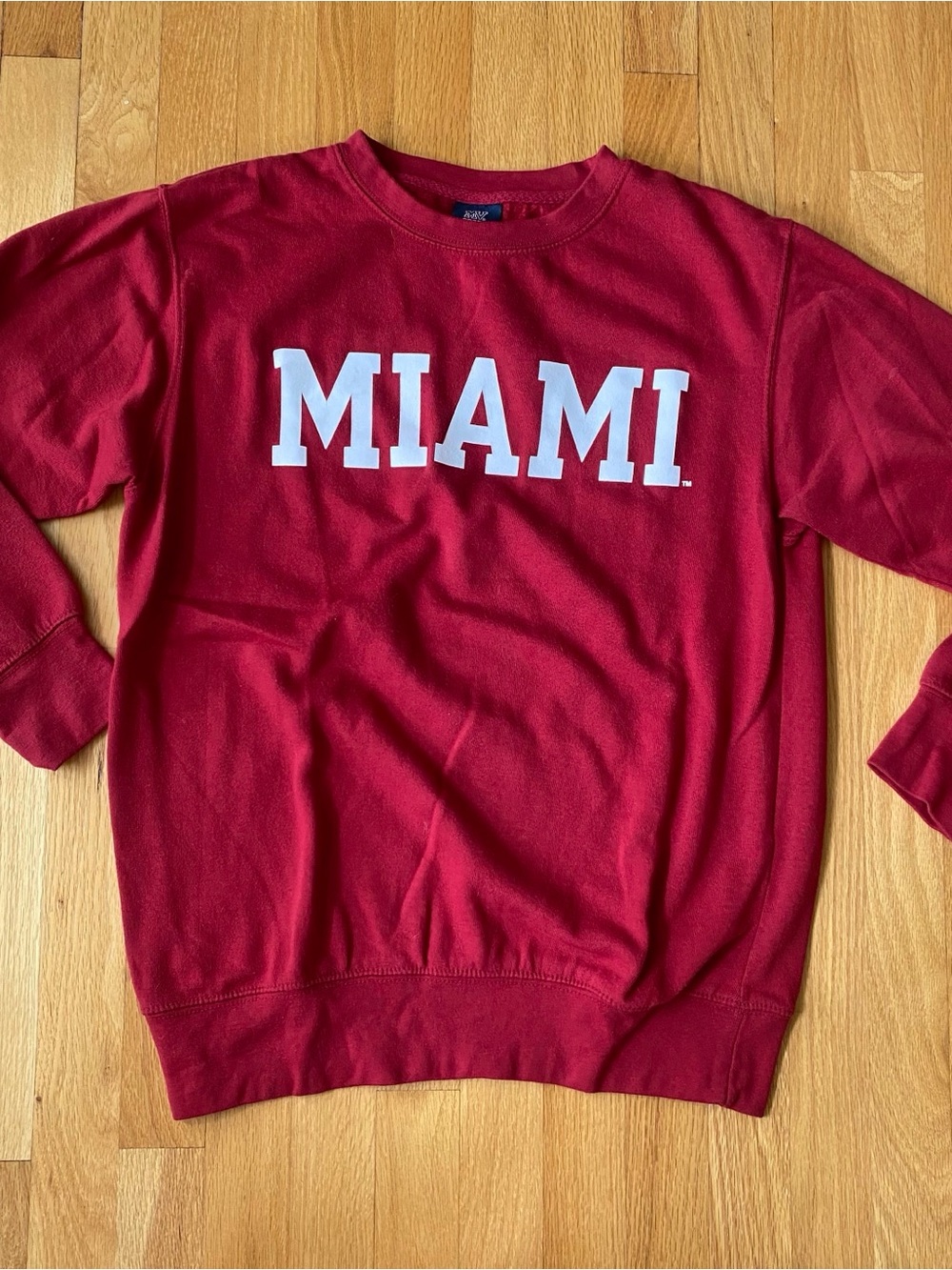 MV Sport Red Crewneck Sweatshirt with White and Navy Labeling